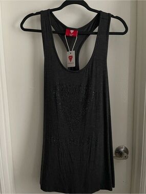 Virgin Voyages Dark Gray Racerback Tank Top with Rhinestone Triangle